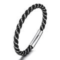 New Design Fashion Luxury Braided Magnetic Buckle Stainless Steel Simple Black Silver Unisex Charm Anniversary Bracelet