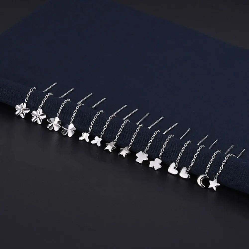 Wholesale Small Star butterfly Half Moon Charmslong Earrings Silver 999 Women China Manufacturer Supplier