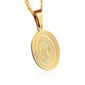 Olivia Unique Fashion Virgin Mary Pendants Stainless Steel Religious Jewelry Miraculous Medal Gold Plated Madonna Pendant