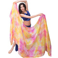 100% Silk Soft Hand Tie Dye Long Colored Silk Scarf for Oriental Belly Dancing Veil for Class Practice Training Dancewear