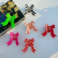 ZiTeng New Plaid Acetate Bow Hair Clip Simple Temperament Half Hair Claw with Skirt Girl's Hair Accessories