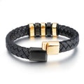 Wholesale Alloy Black Braided Leather Bracelets with Magnetic Clasp Fashion Charm Bracelets for Men