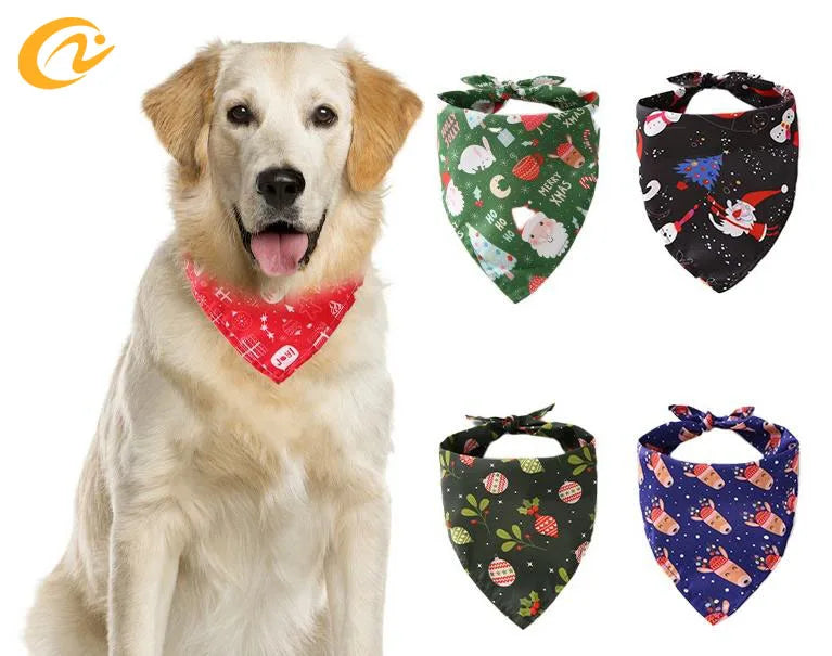 2025 Wholesale Eco-friendly Personalized Designer Custom Logo Triangle Bandana Pet Tag Blank Sublimation Pet Scarf for Dog