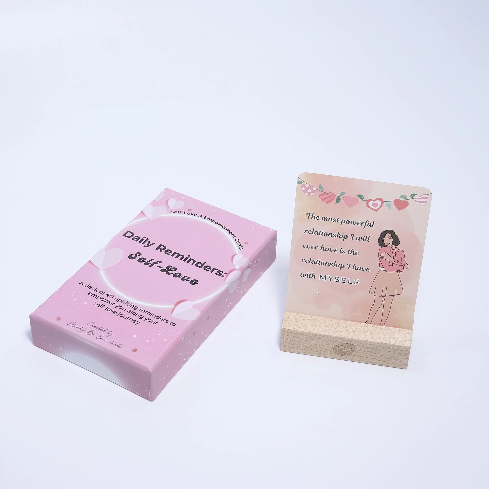PINK Magnetic Affirmation Cards Custom Designed Daily Motivational Inspirational Cards Women Wooden Stand-for Promotional Use
