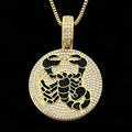 Fashion Hip Hop Style Round Design Brass Scorpion Pendant with Cubic Zirconia Rose Gold Plated for Men's Streetwear Jewelry
