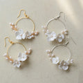 SLBRIDAL Ins Style Sparkling Crystal Rhinestones Porcelain Flower Freshwater Pearls Bridal Wedding Earring Women Girls Earrings