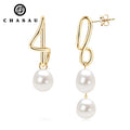 Fine Jewelry Gift 8-9mm Freshwater Pearl Irregular Drop Earrings Fashion Exquisite 925 Sterling Silver Pearl Earrings for Women