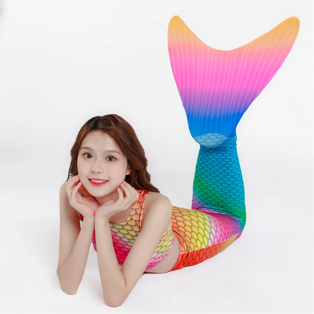 Girls One-piece Mermaid Animal Print Pink Swimwear OEM Service Breathable Quick Dry 2023 Beachwear
