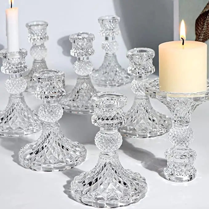 Factory Wholesale 1Pcs 4" Candle Holders Bulk Home Decor Glass Candle Holders for Wedding Festival Party Windowsill Decor