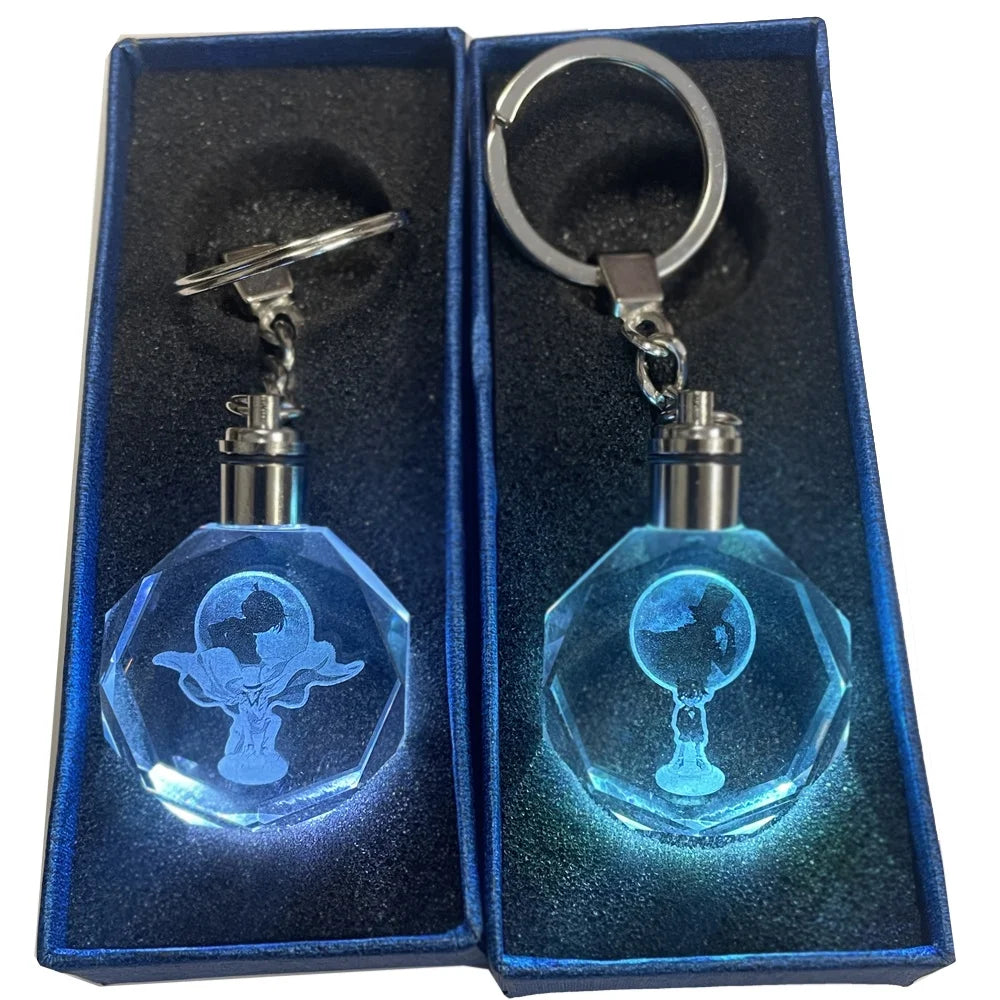 Japan Anime Detective Conan Crystal Key Chains Led Cartoon Figure Men Women Pendant Keyrings Case Closed Crystal Glass Keychain