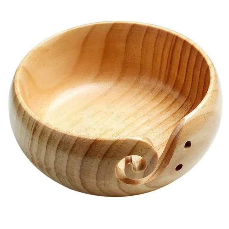 Eco-friendly Wooden Yarn Storage Bowl Handmade Sewing Supplies Wool Wooden Bowl