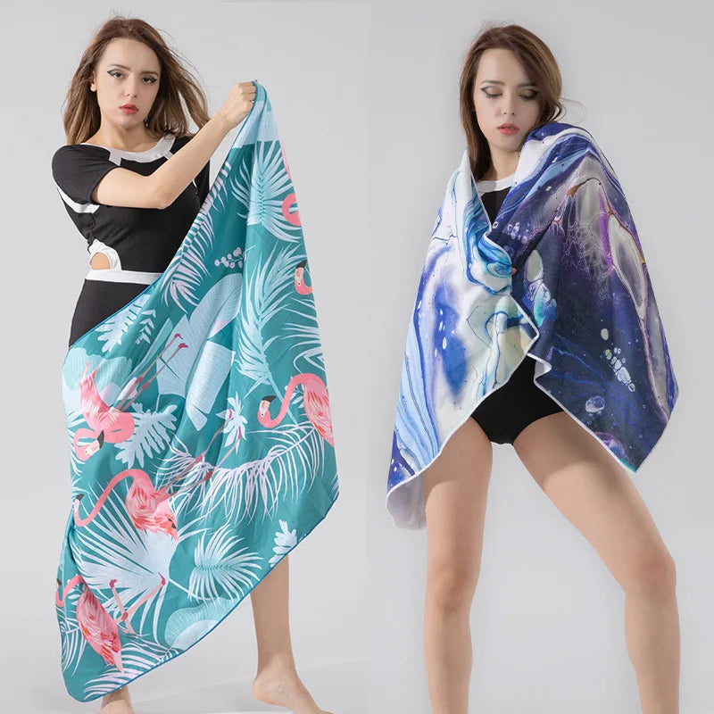 Hot Selling Summer Quick Dry Recycled Plastic Custom Sublimation Printed Suede Microfiber Sand Free Beach Towel Microfibre