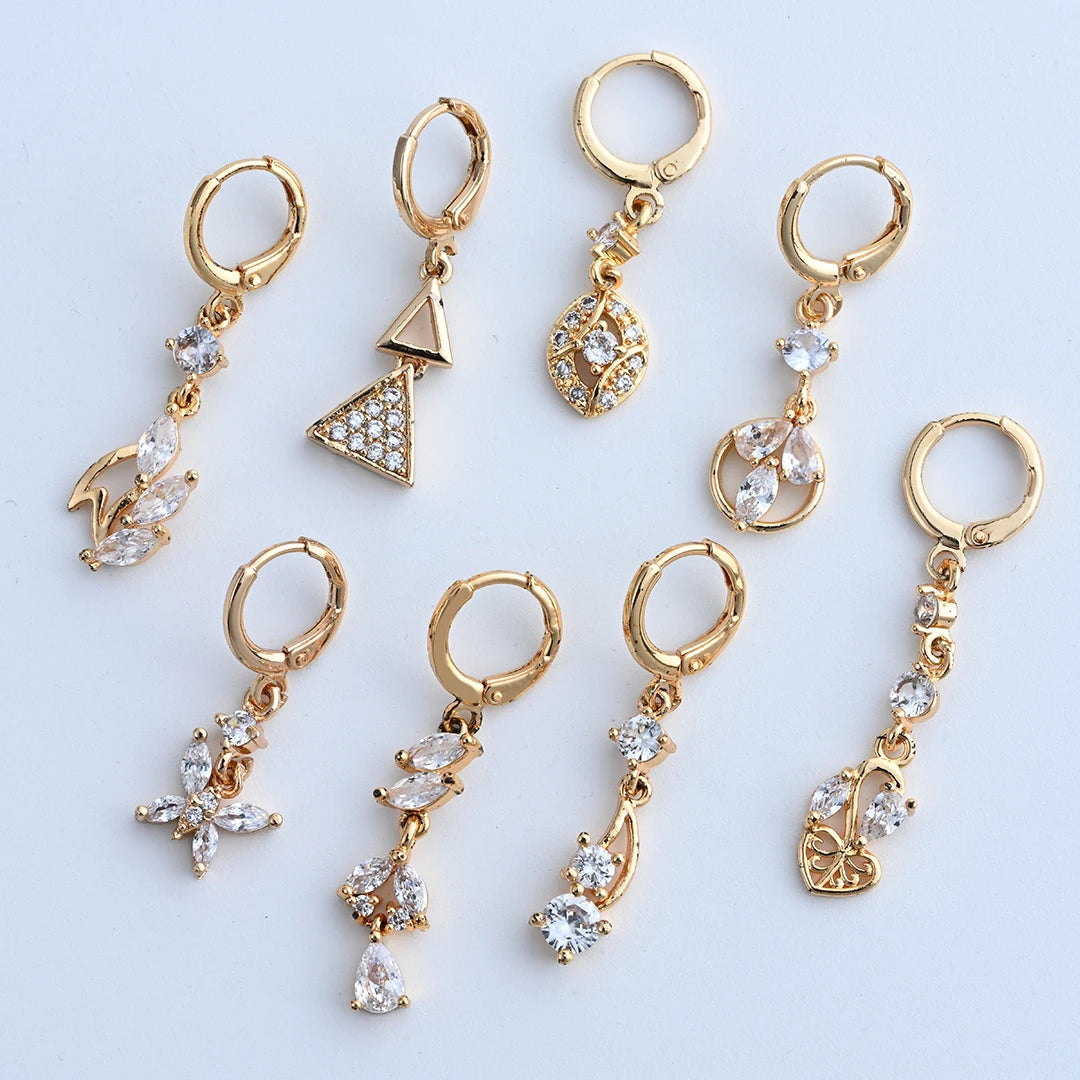 Custom Package Trendy Zircon 18k Gold Plated Copper Crown Hoop Earrings for Women Fashion Huggie Earrings Jewelry