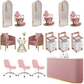 Pink Salon Furniture Package Hair Styling Chair Set Barber Chair Suit
