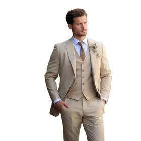 Champagne Mens Tuxedo Wedding Suits for Men Bespoke Groom Wear Formal Fashion Men Suit Prom Party Blazer+Pants+Vest