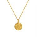 Ins Geometric Round Wing Picture Leaf Pendant Necklace Stainless Steel 18K Gold Plating Coin Necklace