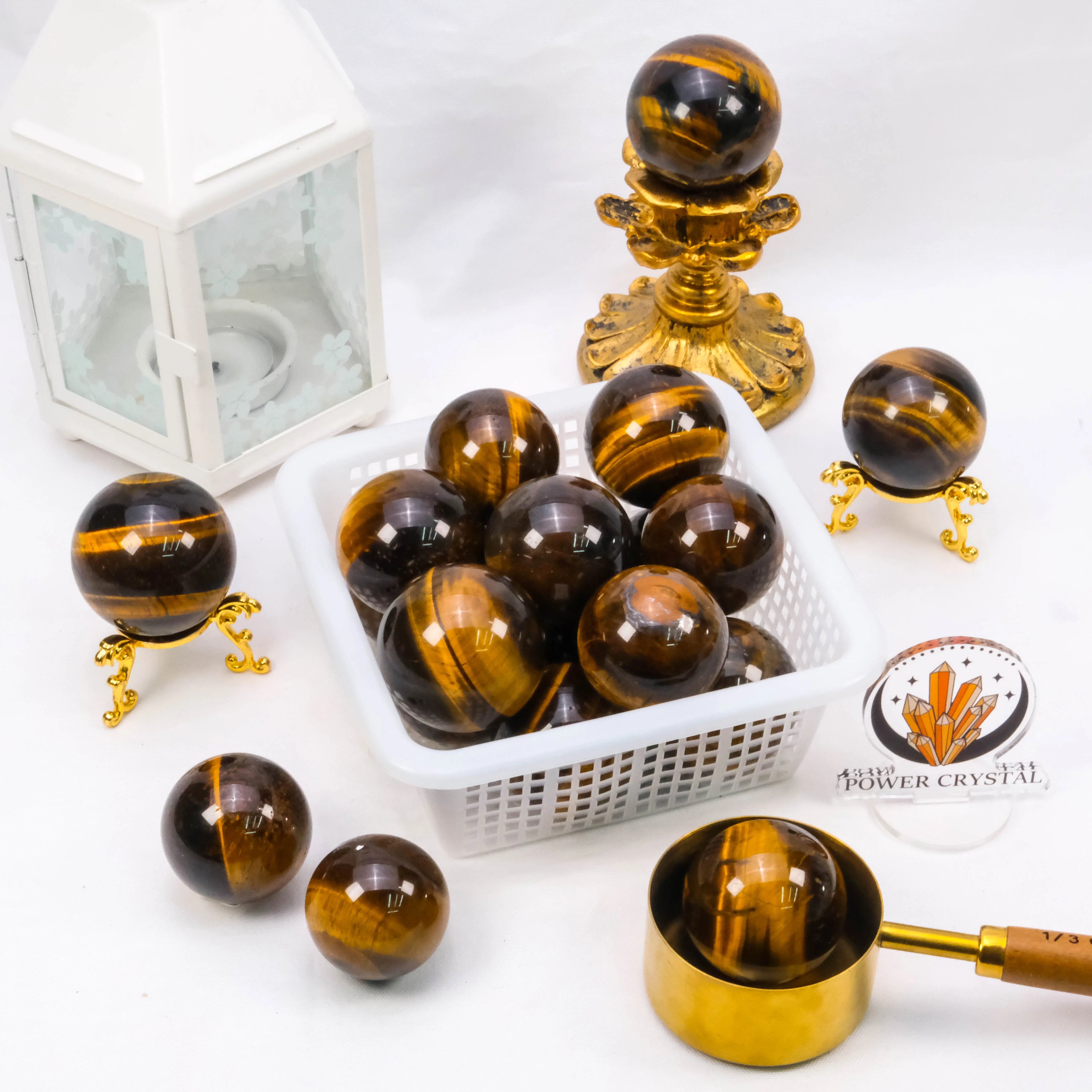 Small Tiger Eye Stone Spheres Tiger Eye Crystals Ball for Unique Decor and Healing