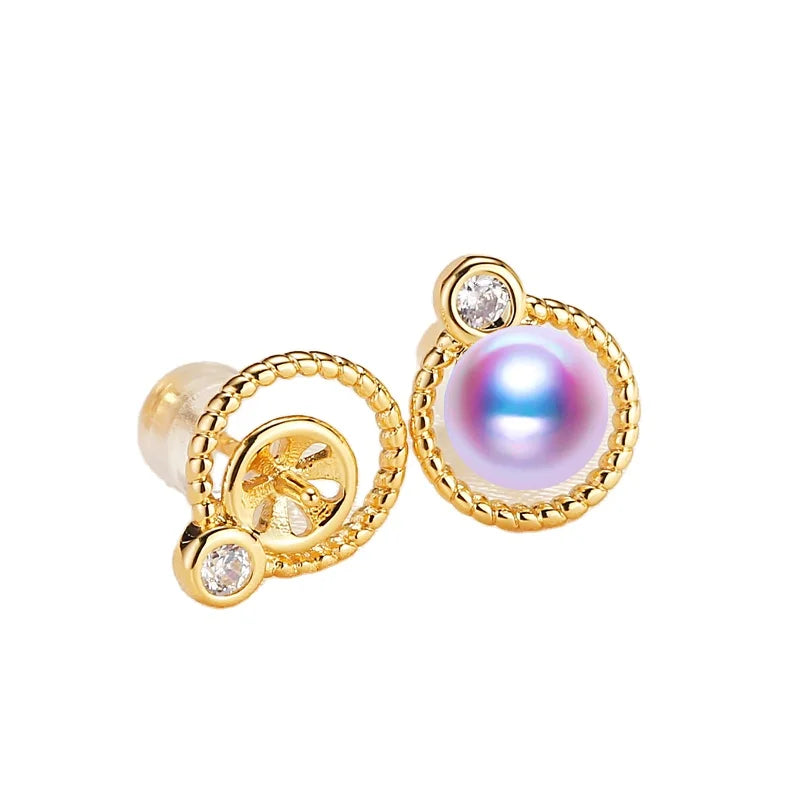 Wholesale Pearl Earrings Mountings Sterling Silver Needle Twist Design Whole Body Gold Plating No.20