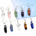 10 Colors Hexagonal Points Pencil Shape Natural Gemstone Crystal Stone Drop Earrings for Jewelry Earrings