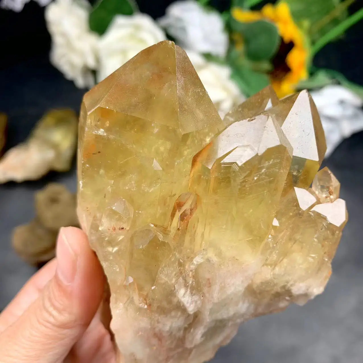 Reki Healing Quartz Wholesale Natural Dark Color Citrine Quartz Crystal Cluster for Sale