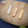 8*37.7mm Blank Engravable Stainless Steel Bar Pendant Necklace Personalized Custom Vertical Bar Necklace