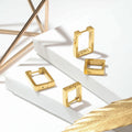 2 Sizes Square Chunky Hoop Earrings Huggies Gold Plated Earrings for Women Hip Hop Korean Minimalist Stainless Steel Jewelry Hot