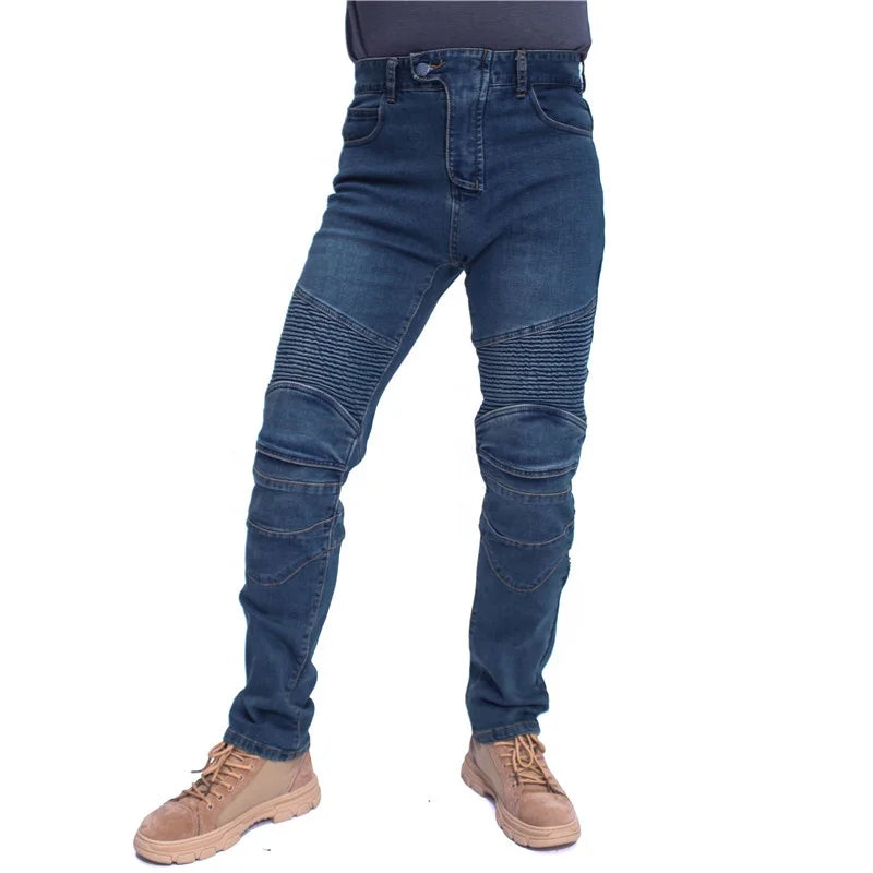 PK717 Embroidery Motorcycle Leisure Hiking Pants Motorcycle Men's Outdoor Summer Riding Jeans Windproof Jeans With Protect Gears