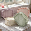 Washable Ruffle Gingham Plaid Cosmetic Bag Large Diaper Organizer Travel Snacks Storage Bags Women's Makeup Pouches