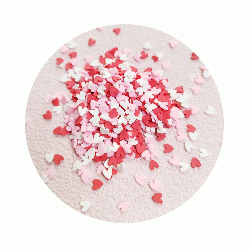 1kg Red Pink White Mix Colors Miniature Heart DIY Slices Polymer Clay Beads Gradient Clay Tiles Ideal for Ombre Designs