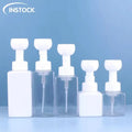Large-Capacity Empty Plastic Bottle with Flower-Shaped Pump 250/450/500ml Facial Cleanser Foam Spot Square PET Material