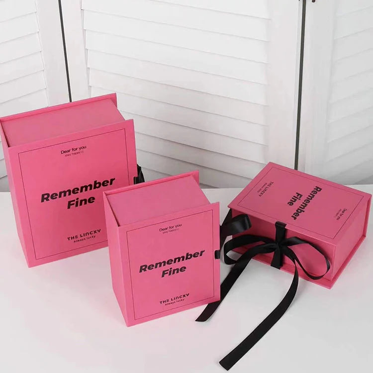 Custom pink Clothing Packaging Magnetic Gift Box Christmas Gifts Series Printed Boxes Your Gift Paper