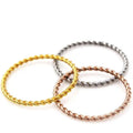 Cheap Minimalist Women Skinny Stacking Braided Rope Cable Ring Tail Ring 18k Gold Plated Stainless Steel Twisted Ring