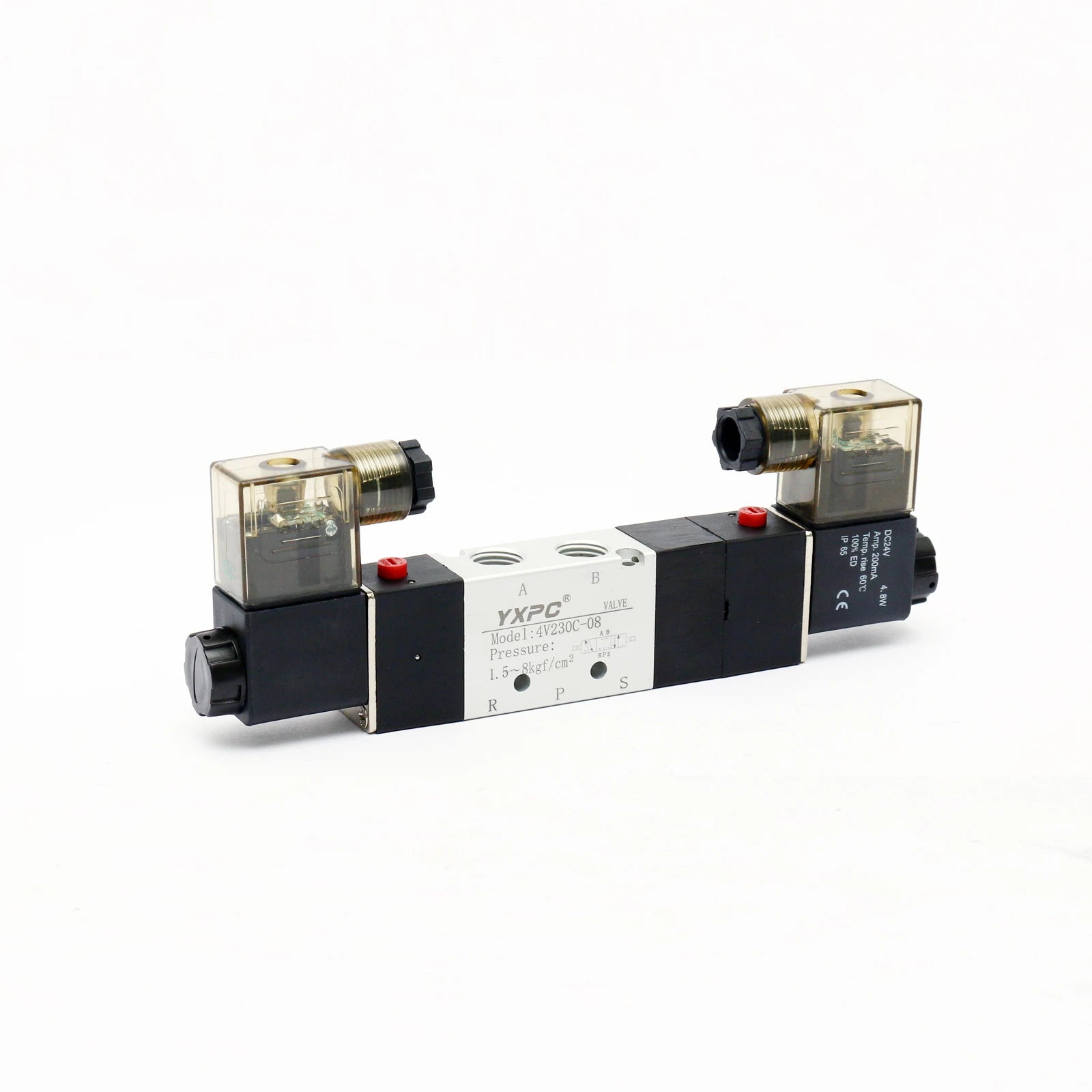 YXPC 4V230-08 Magnetic Control Double Coil Center Closed 1/4BSP 220v 12 Volt DC 5 Way 3 Position 24 DC Pneumatic Solenoid Valve