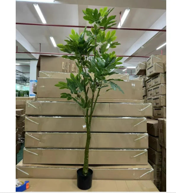 Large 180cm Artificial Fiddle Leaf Fig Tree with Pot Autumn Season More Leaves Plastic Plants for Indoor Decor