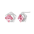 Factory Wholesale Silver 925S Earrings with Pink Crystal Cubic Zirconia Gold Plated Trendy Jewelry for Parties Anniversaries