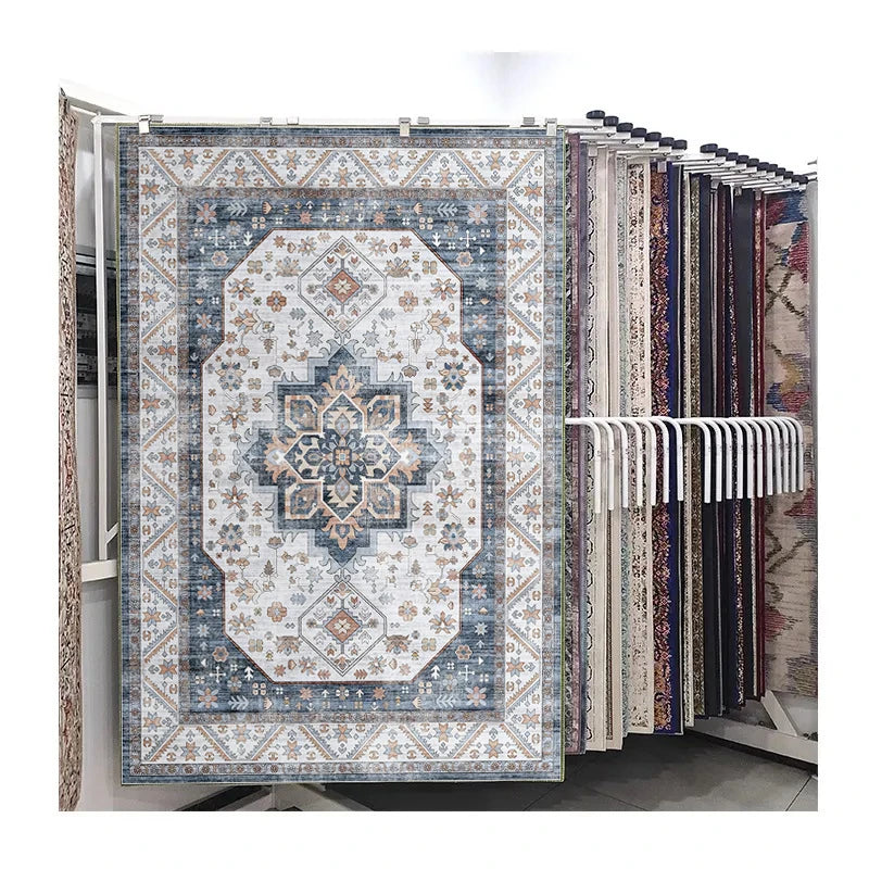 Low Pile Soft Faux Cashmere Carpet Machine Washable Rug for Living Room Home Washable Carpet Carpet Rugs for Living Room