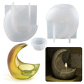 B-5562 DIY Moon Shape Candle Holder Silicone Mold Crystal Glue Epoxy Resin Making Supplies Cement Concrete Gypsum Tools