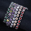 Gorgeous Women Fashion Jewelry Silver Plated Round Green CZ Cubic Zircon Stone Paved Party Tennis Bracelets with Salty Clasp