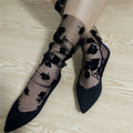 Luxury Women's Lace Flower Socks New Perspective Transparent Thin Mesh Breathable and Anti-Slip Knitted Crew Length