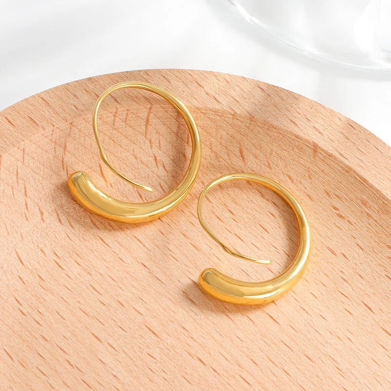New Design Spiral Design Twist Stainless Steel Hoops Twisting Earring Stainless Steel 18k Gold Plain Earrings for Women