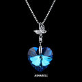S925 Sterling Silver Necklace Simple Versatile Creative Austrian Crystal Butterfly Heart Necklace Women Fine Jewelry