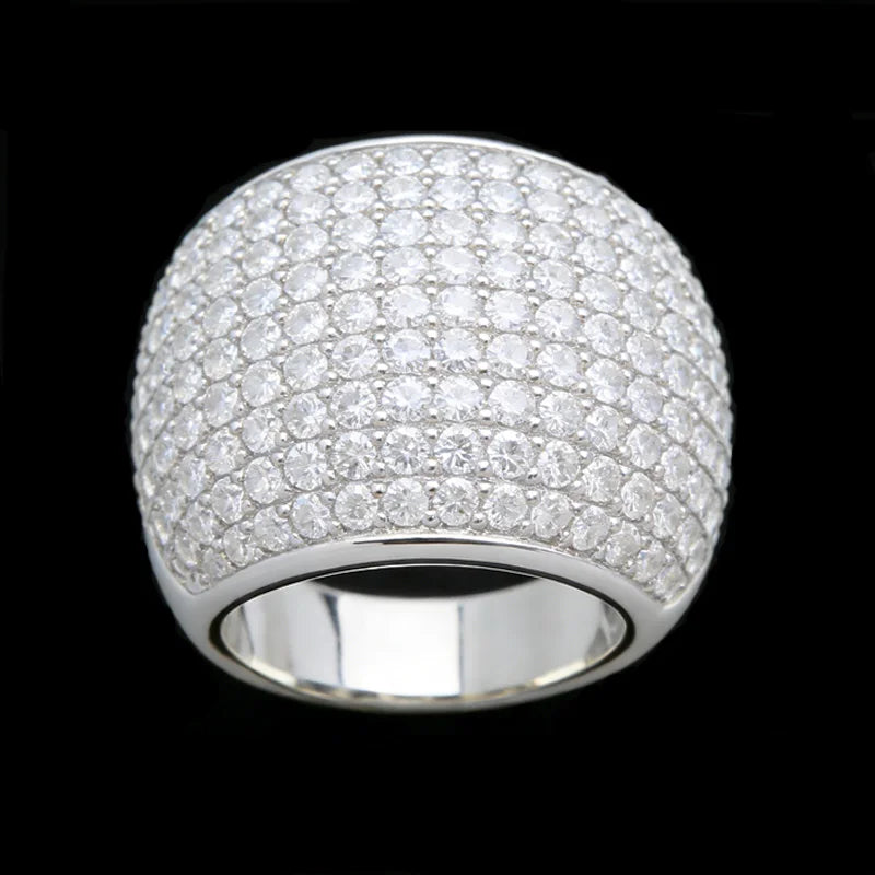 Full White CZ Paved Bold Design Brass Fashion Show Statement Ring for Runway Style