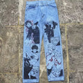 AeeDenim Custom New Design Vintage Style Printing Denim Unisex Straight Wear Pants Men