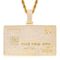 Creative Hip Hop Jewelry 18k Gold Plated Visa Design Pendant Iced Out Bling Cubic Zircon Visa Card Rich Style Pendant Necklace.