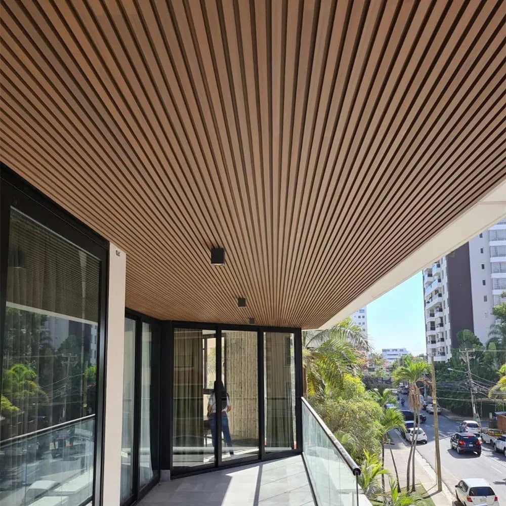 WPC Wall Panel 3d Ceiling Cover Outdoor WPC Fluted Wall External Decorative Exterior Wall Panel WPC Facade Cladding