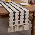 XinLan American Style Cotton Linen Geometric Tassel Table Runner Living Room Meeting Room Table Runner