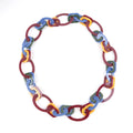 Vintage Style Yellow Red Blue Green Round Necklace Hollow Out Geometry Long Acrylic Link Chain Necklace Party Jewelry