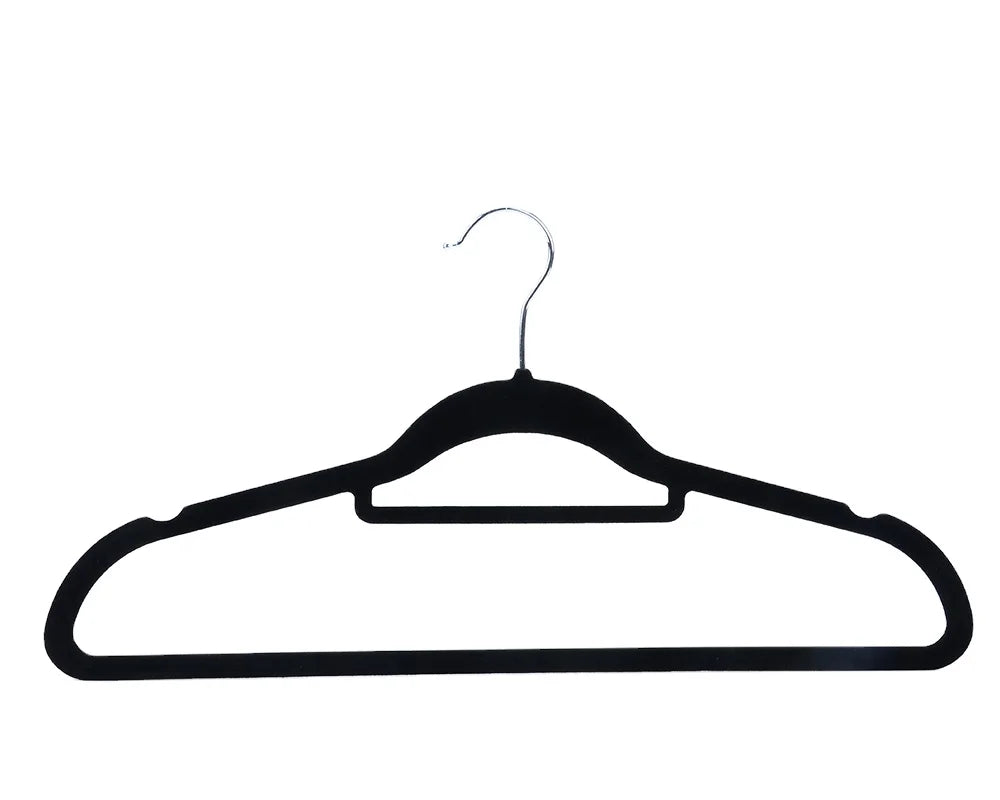 Factory Direct Cheap Black Velvet Hanger Non-Slip Flocking Design for Clothing Wardrobe Hotels Boutiques Garages