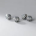 10mm 925 Sterling Silver Round Spacer Beads Fish Carved Big Hole Beads for Jewelry Making