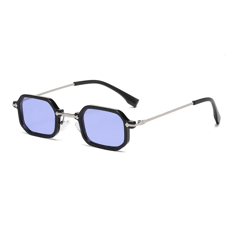 Custom Logo 2025 Fashion Retro Men Women Metal Polygon Rectangle Sun Glasses UV400 Alloy Leopard Small Frame Square Sunglasses